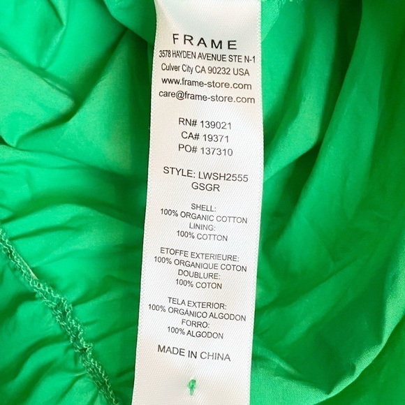 Frame Gathered Puff Sleeve Top Green - Picture 6 of 7